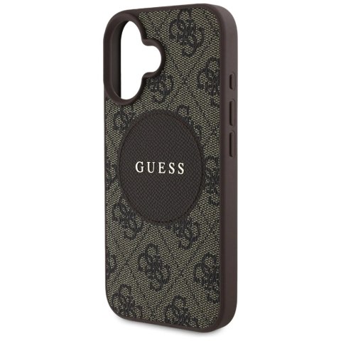 Etui Guess 4G Circle Classic Logo MagSafe na iPhone 16 - brązowe
