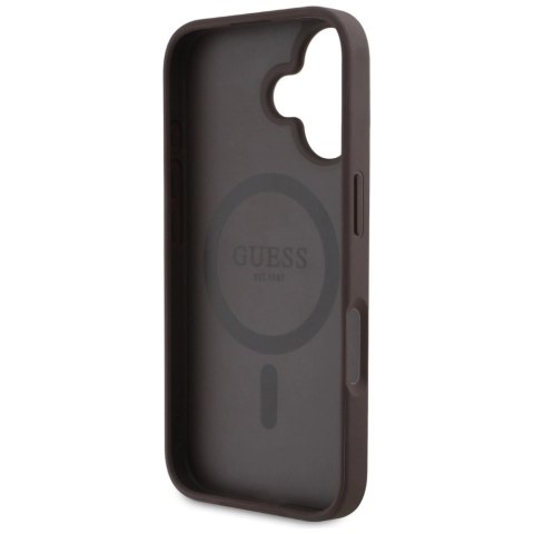 Etui Guess 4G Circle Classic Logo MagSafe na iPhone 16 - brązowe
