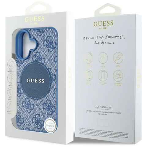 Etui Guess 4G Circle Classic Logo MagSafe na iPhone 16 - niebieskie