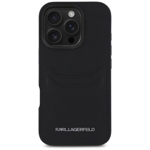 Etui Karl Lagerfeld HC Grained PU Cardslot Metal Elong na iPhone 16 Pro - czarne
