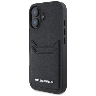 Etui Karl Lagerfeld HC Grained PU Cardslot Metal Elong na iPhone 16 - czarne