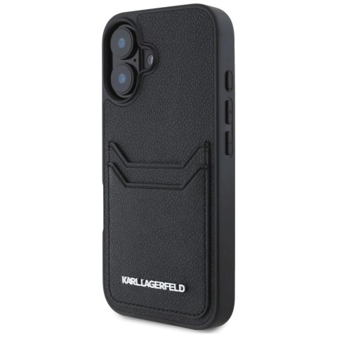 Etui Karl Lagerfeld HC Grained PU Cardslot Metal Elong na iPhone 16 - czarne