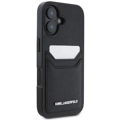 Etui Karl Lagerfeld HC Grained PU Cardslot Metal Elong na iPhone 16 - czarne