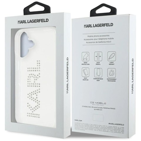 Etui Karl Lagerfeld IML Rhinestones Logo na iPhone 16 - przezroczyste