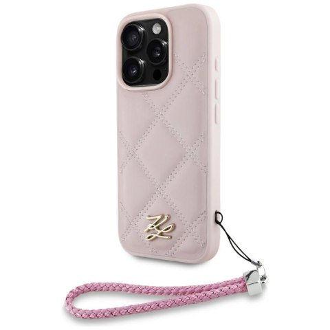 Etui Karl Lagerfeld Quilted Initial Logo & Chain Strap na iPhone 16 Pro Max - różowe