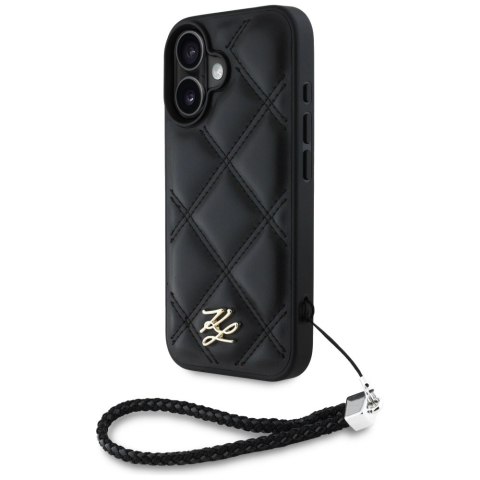 Etui Karl Lagerfeld Quilted Initial Logo & Chain Strap na iPhone 16 - czarne