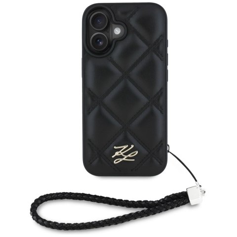 Etui Karl Lagerfeld Quilted Initial Logo & Chain Strap na iPhone 16 - czarne