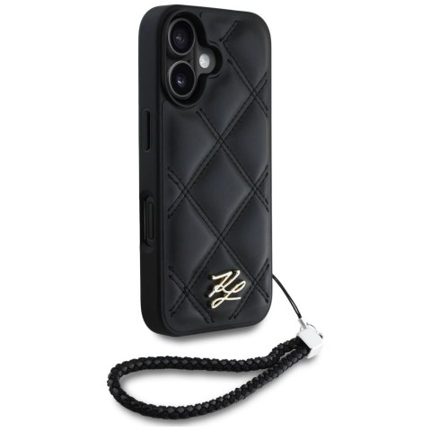Etui Karl Lagerfeld Quilted Initial Logo & Chain Strap na iPhone 16 - czarne