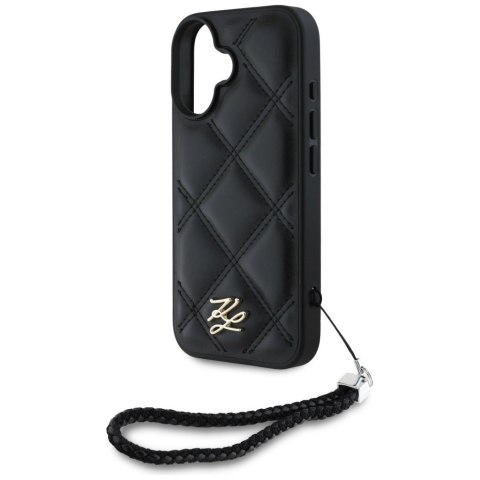 Etui Karl Lagerfeld Quilted Initial Logo & Chain Strap na iPhone 16 - czarne