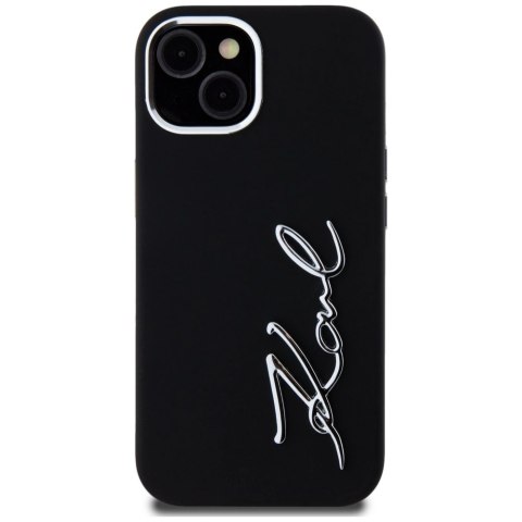 Etui Karl Lagerfeld Silicone Metal Script Logo na iPhone 15 - czarne