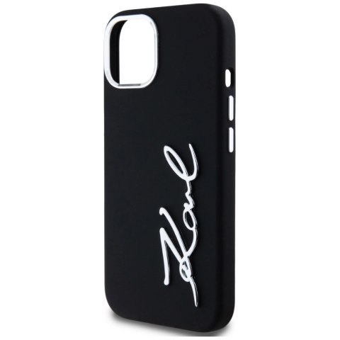 Etui Karl Lagerfeld Silicone Metal Script Logo na iPhone 15 - czarne