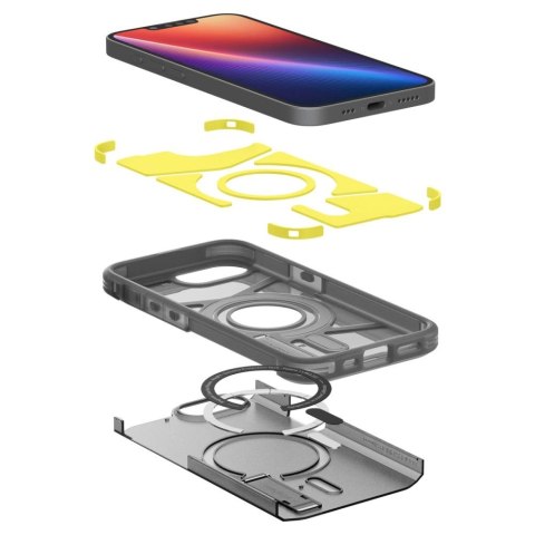 Etui Spigen Tough Armor MagSafe na iPhone 16e - przezroczysto-szare