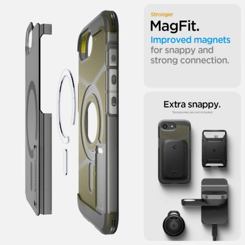 Etui Spigen Tough Armor MagSafe na iPhone 16e - przezroczysto-szare