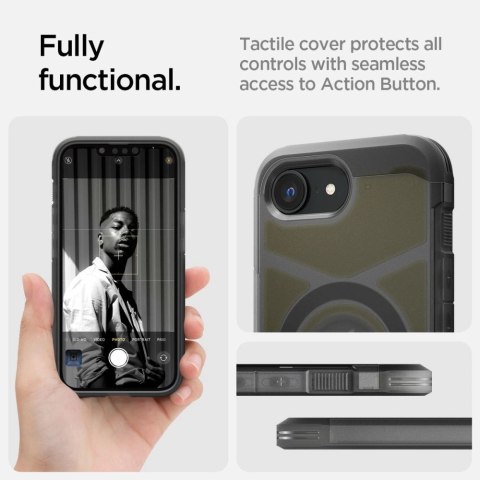 Etui Spigen Tough Armor MagSafe na iPhone 16e - przezroczysto-szare