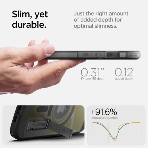 Etui Spigen Tough Armor MagSafe na iPhone 16e - przezroczysto-szare