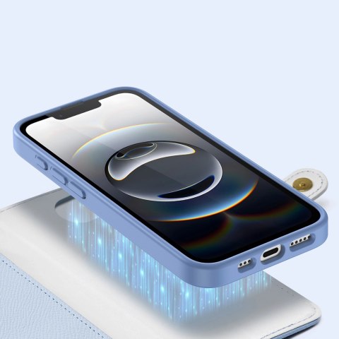 Etui skórzane Dux Ducis Lawa na iPhone 16e z odłączanym portfelem magnetycznym - błękitne