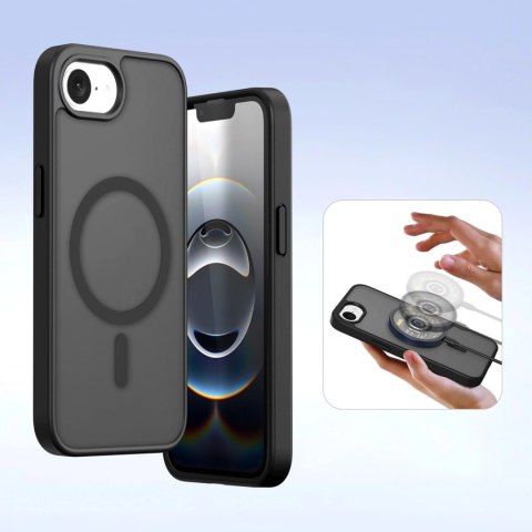 Etui skórzane Dux Ducis Lawa na iPhone 16e z odłączanym portfelem magnetycznym - czarne