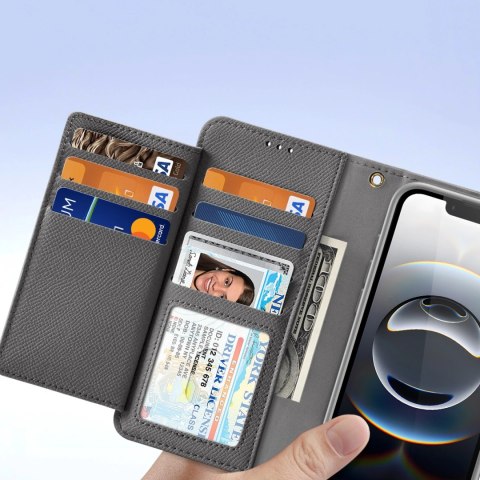 Etui skórzane Dux Ducis Lawa na iPhone 16e z odłączanym portfelem magnetycznym - szare