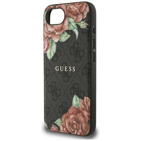 Etui Guess 4G Flowers Print MagSafe na iPhone 16e - czarne