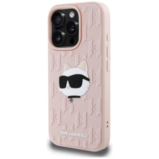 Etui Karl Lagerfeld 3D Rubber Monogram & Choupette na iPhone 16 Pro Max - różowe