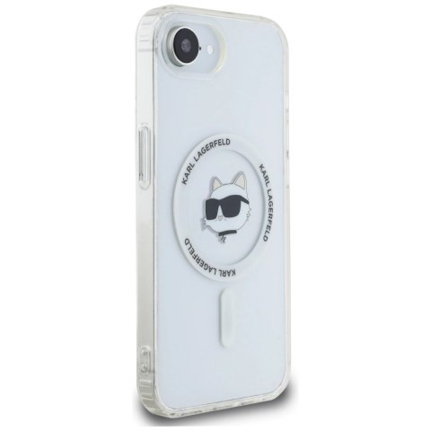 Etui Karl Lagerfeld IML Metal Choupette Head MagSafe na iPhone 16e - białe