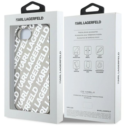 Etui Karl Lagerfeld IML Repeat Logo na iPhone 16e - srebrne