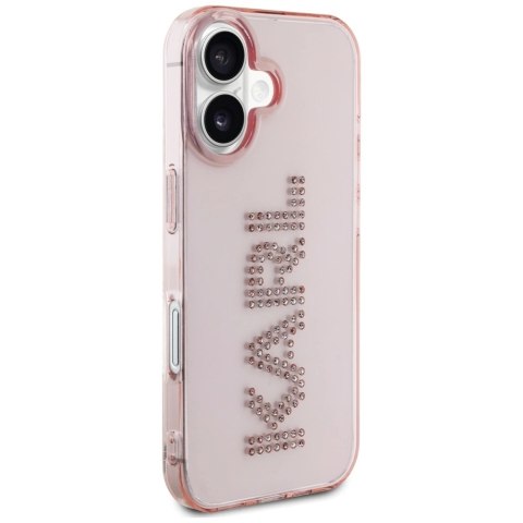 Etui Karl Lagerfeld IML Rhinestones Logo na iPhone 16 - różowe