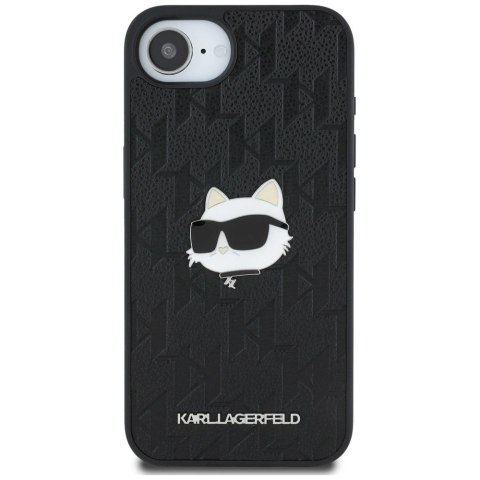 Etui Karl Lagerfeld Monogram Choupette Head Pin na iPhone 16e - czarne