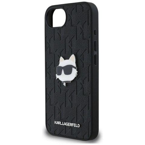 Etui Karl Lagerfeld Monogram Choupette Head Pin na iPhone 16e - czarne