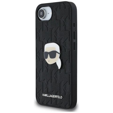 Etui Karl Lagerfeld Monogram Karl Head Pin na iPhone 16e - czarne
