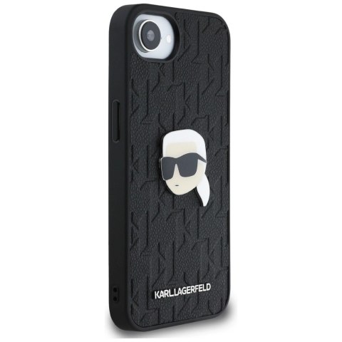 Etui Karl Lagerfeld Monogram Karl Head Pin na iPhone 16e - czarne