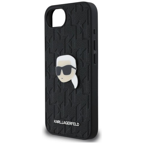 Etui Karl Lagerfeld Monogram Karl Head Pin na iPhone 16e - czarne