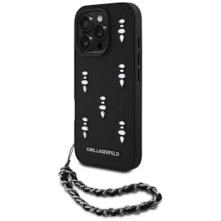 Etui Karl Lagerfeld Saffiano Crystals w/Chain na iPhone 16 Pro Max - czarne