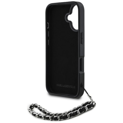 Etui Karl Lagerfeld Saffiano Crystals w/Chain na iPhone 16 - czarne