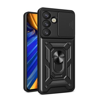 Pancerne etui Hybrid Armor Camshield z podstawką i osłoną aparatu na Infinix Note 50 Pro 4G - czarne