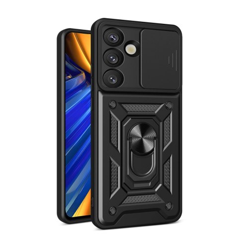 Pancerne etui Hybrid Armor Camshield z podstawką i osłoną aparatu na Infinix Note 50 Pro 4G - czarne