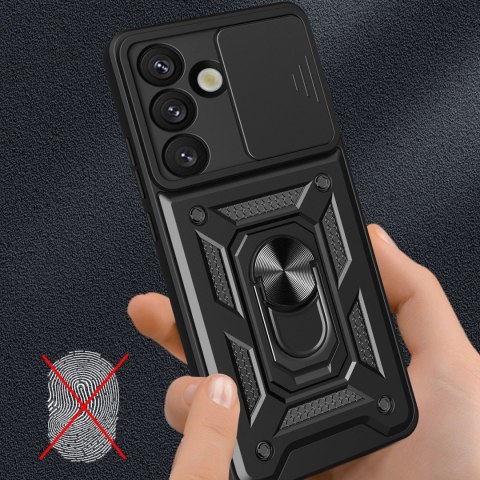 Pancerne etui Hybrid Armor Camshield z podstawką i osłoną aparatu na Nothing Phone (3a) 5G - czarne