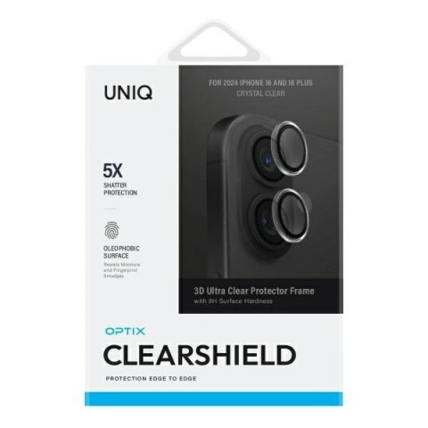 Szkło ochronne UNIQ Optix Clear Camera Lens Protector iPhone 16 / 16 Plus z aplikatorem - przezroczysto-czarne