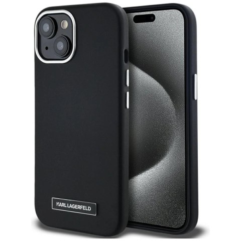 Etui Karl Lagerfeld FW Metal Plate MagSafe na iPhone 15 - czarne