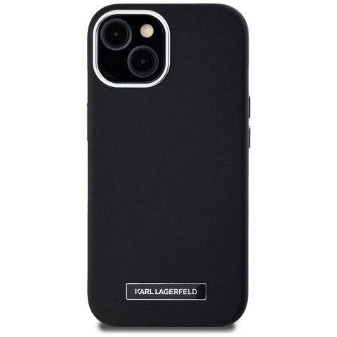 Etui Karl Lagerfeld FW Metal Plate MagSafe na iPhone 15 - czarne