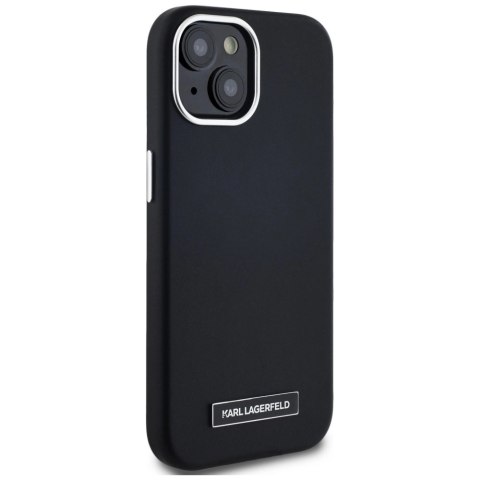 Etui Karl Lagerfeld FW Metal Plate MagSafe na iPhone 15 - czarne