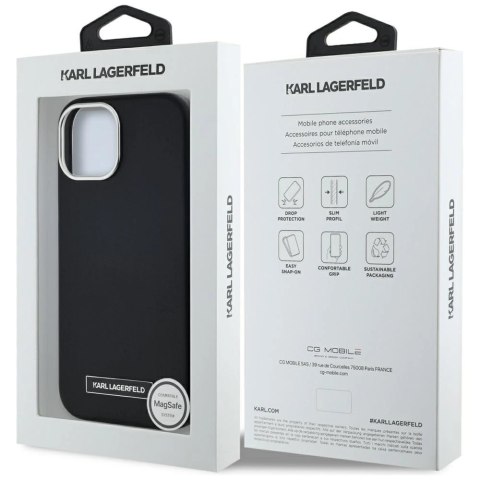 Etui Karl Lagerfeld FW Metal Plate MagSafe na iPhone 15 - czarne