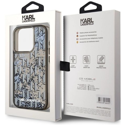 Etui Karl Lagerfeld Liquide Glitter Monogram Gradient na iPhone 15 Pro Max - czarne