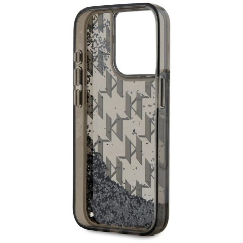 Etui Karl Lagerfeld Liquide Glitter Monogram Gradient na iPhone 15 Pro - czarne