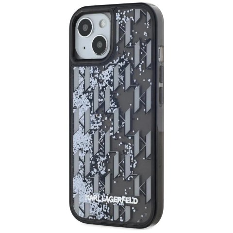 Etui Karl Lagerfeld Liquide Glitter Monogram Gradient na iPhone 15 - czarne