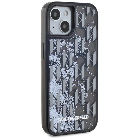 Etui Karl Lagerfeld Liquide Glitter Monogram Gradient na iPhone 15 - czarne