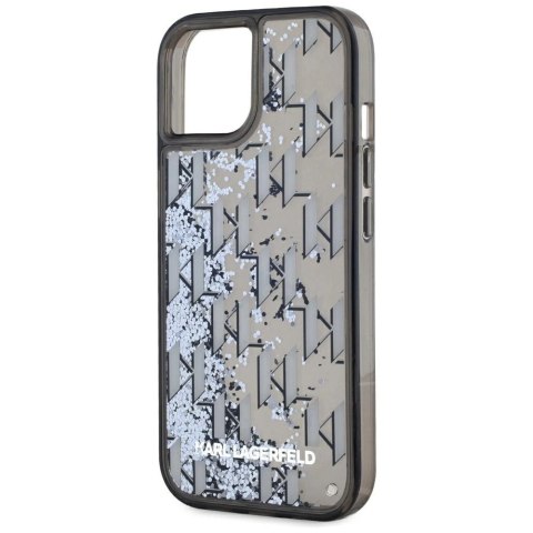 Etui Karl Lagerfeld Liquide Glitter Monogram Gradient na iPhone 15 - czarne