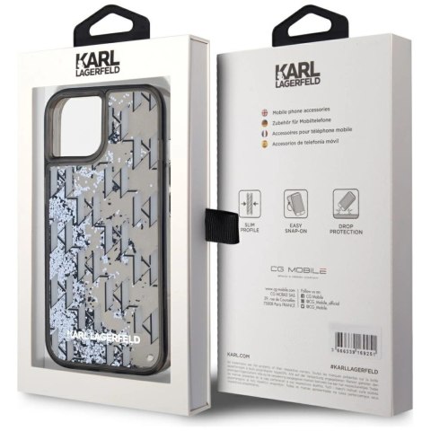 Etui Karl Lagerfeld Liquide Glitter Monogram Gradient na iPhone 15 - czarne