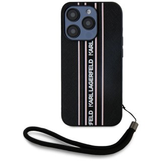 Etui Karl Lagerfeld Saffiano Athleisure Stripes Cord na iPhone 15 Pro Max - różowe