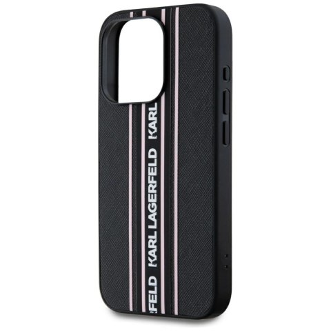 Etui Karl Lagerfeld Saffiano Athleisure Stripes Cord na iPhone 15 Pro Max - różowe